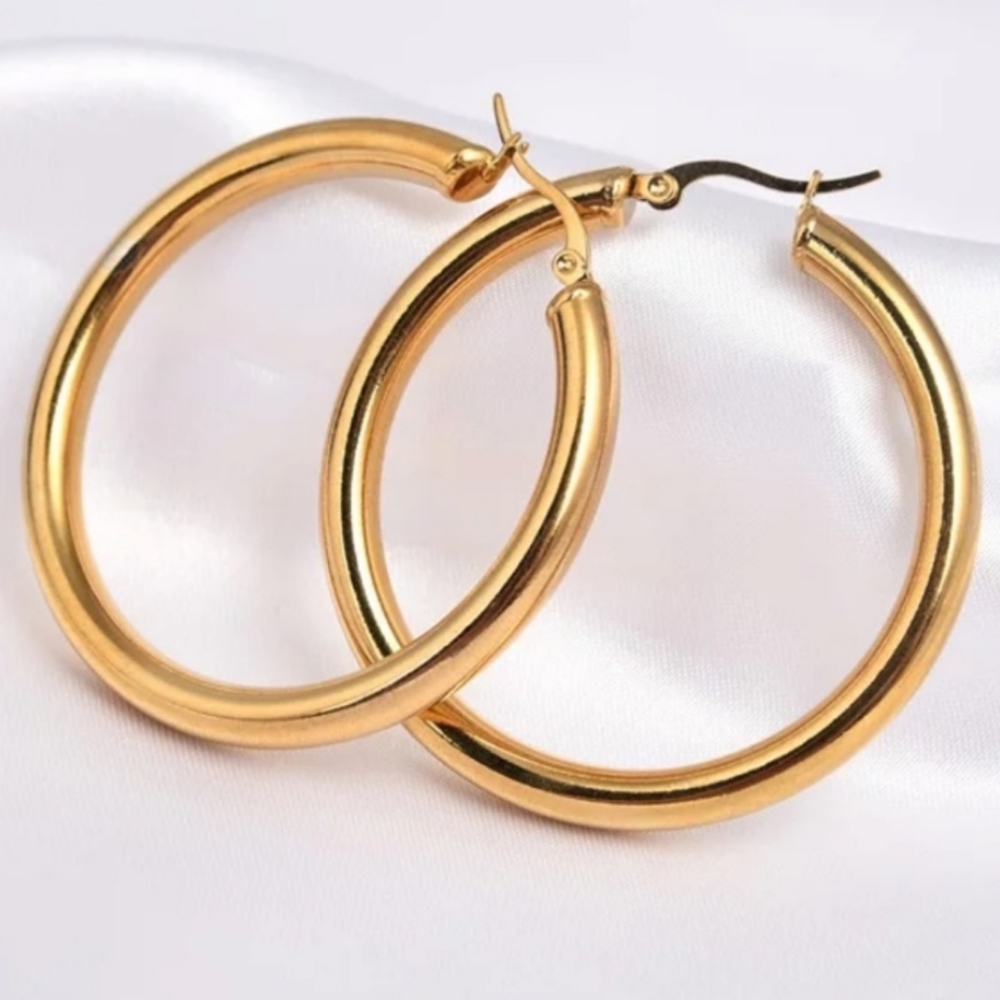 New Gold Round CLASSICAL HOOP EARRINGS